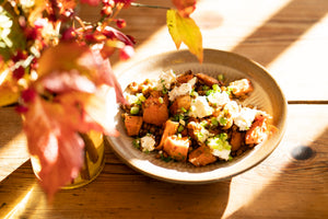Roast Pumpkin, Puy Lentils ands Goat's Cheese