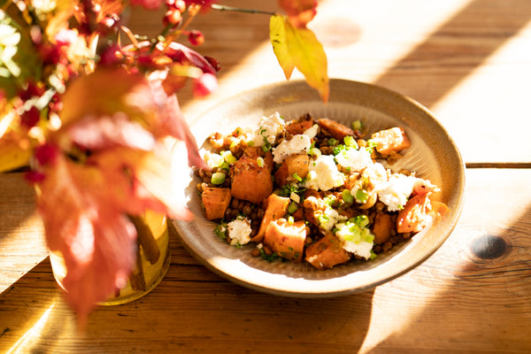 Roast Pumpkin, Puy Lentils ands Goat's Cheese