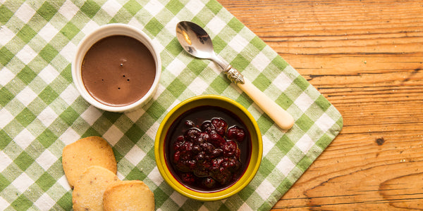 Pink Peppercorn Shortbread, Berry Compote and Chocolate Cups